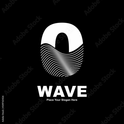 Number 0 line wave vector logo design. Suitable for business, poster, card, wave symbol and initial