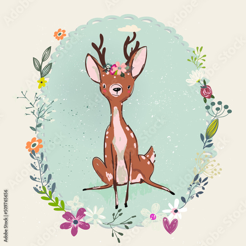 reindeer with christmas tree