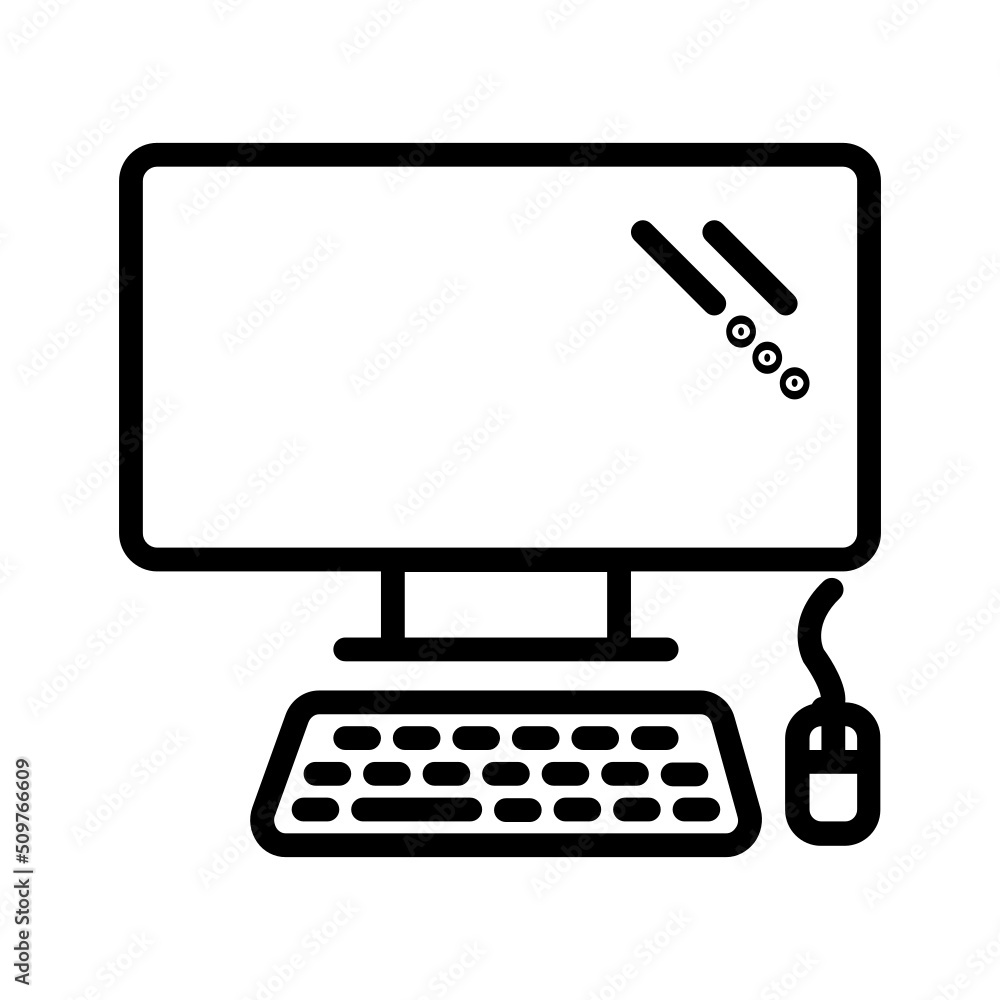 Black line icon for Computer Black line icon for Computer