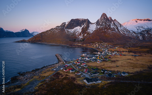 Fishing village Mefjordvær on Senja Island, Norway photo