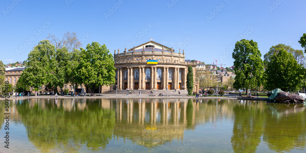 State Theater Stuttgart architecture at lake panorama travel in Germany State Theater Stuttgart architecture at lake panorama travel in Germany