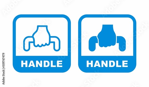 Handle or holding ergonomic logo vector badge