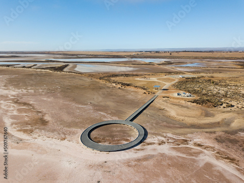 Aerial views of the salt flats of Lake Tyrell, in north-west Victoria, May 2021. photo