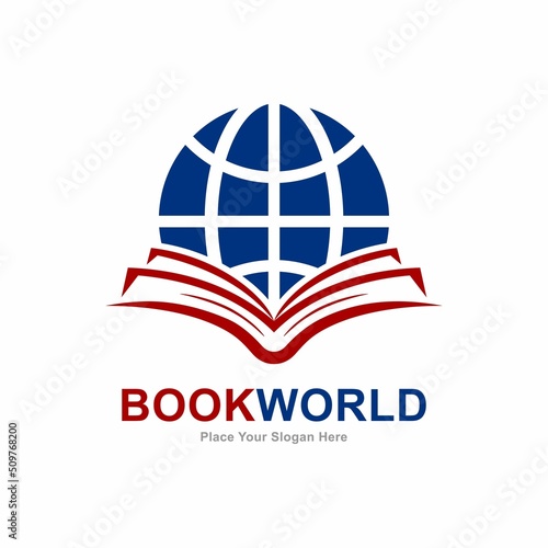Education world with book logo vector template. Suitable for business, web, education
