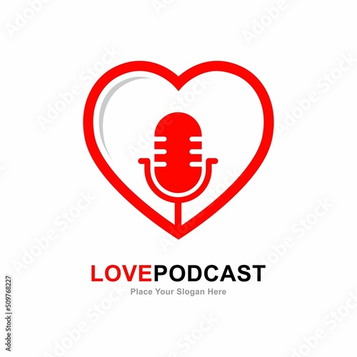 Love podcast logo template vector. Suitable for business, entertainment, and web