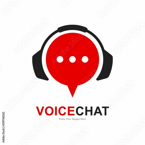 Chat earphone or headphone logo vector template. Suitable for business, social media, and information