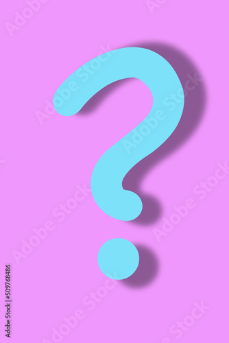 Fototapeta Naklejka Na Ścianę i Meble -  one blue question mark on a pink background