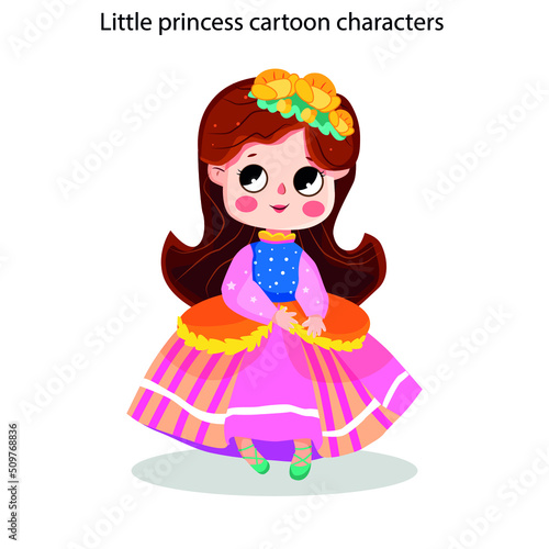 Little princess icons cute cartoon characters sketch