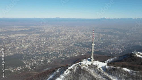 Aerial Winter view of Vitosha Mountain at Kopitoto area, Sofia City Region, Bulgaria photo