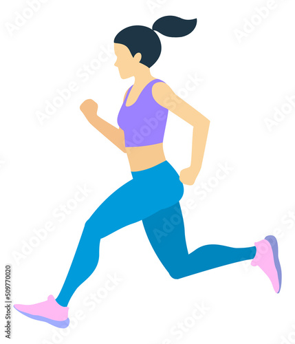 Female athlete running. Sport competition. Outdoor activity