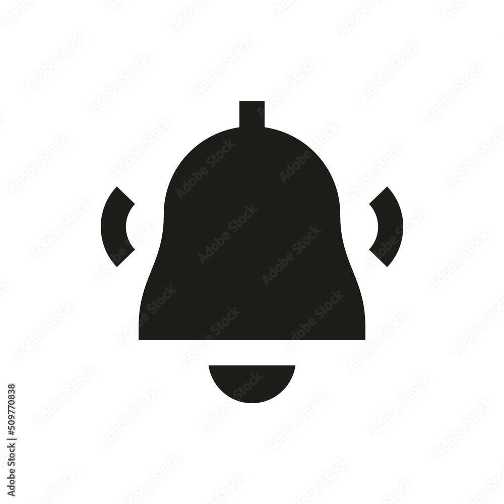 Ring bell solid icon. Alarm bell notification glyph vector symbol. Ring bell solid icon. Alarm bell notification glyph vector symbol.