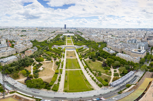 Paris view from Eiffel tower to the city center