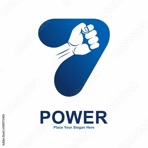 Hand fist number 7 vector logo design. Suitable for fitness, business, initial and hand symbol
