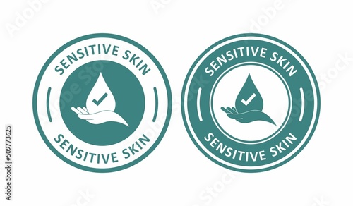 Sensitive skin with hand logo badge design. Suitable for product label