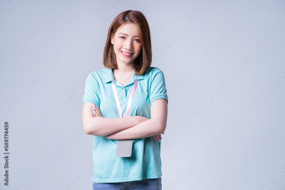 Portrait of young Asian businesswoman on white background Portrait of young Asian businesswoman on white background