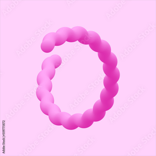O letter pink cotton candy logo design. Vector shinny isolated font for app logo, , design element, poster and headline etc.