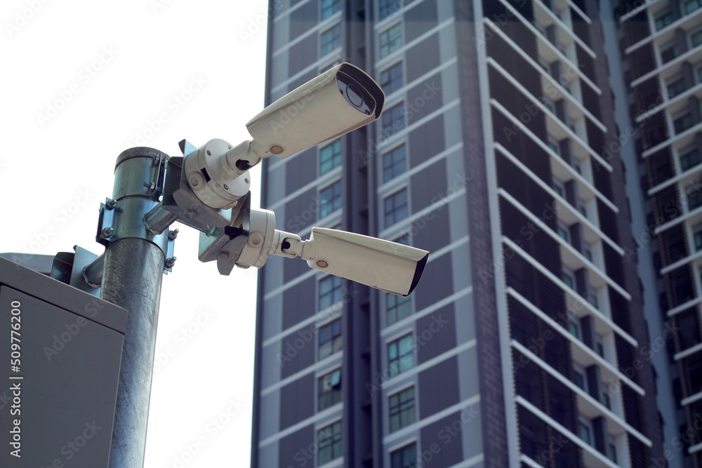 Traffic security CCTV cameras on road Traffic security CCTV cameras on road