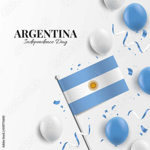 Vector Illustration of Independence Day of Argentina. Background with balloons, flags
