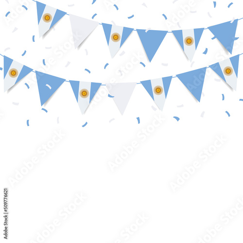 Vector Illustration of Independence Day of Argentina.  Garland with the flag of Argentina on a white background.
