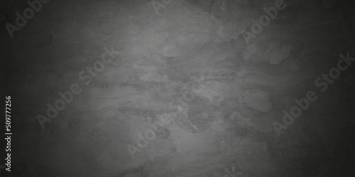 Dark black grunge textured concrete backdrop background. Panorama dark grey black slate background or texture. Vector black concrete texture. Stone wall background.
