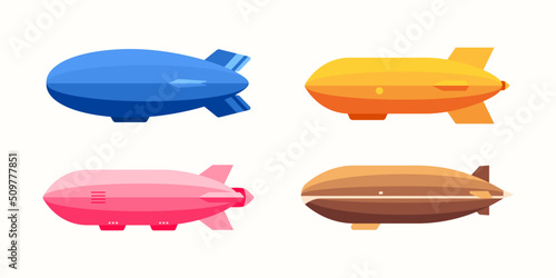 set of zepplin helium plane in vector illustration 