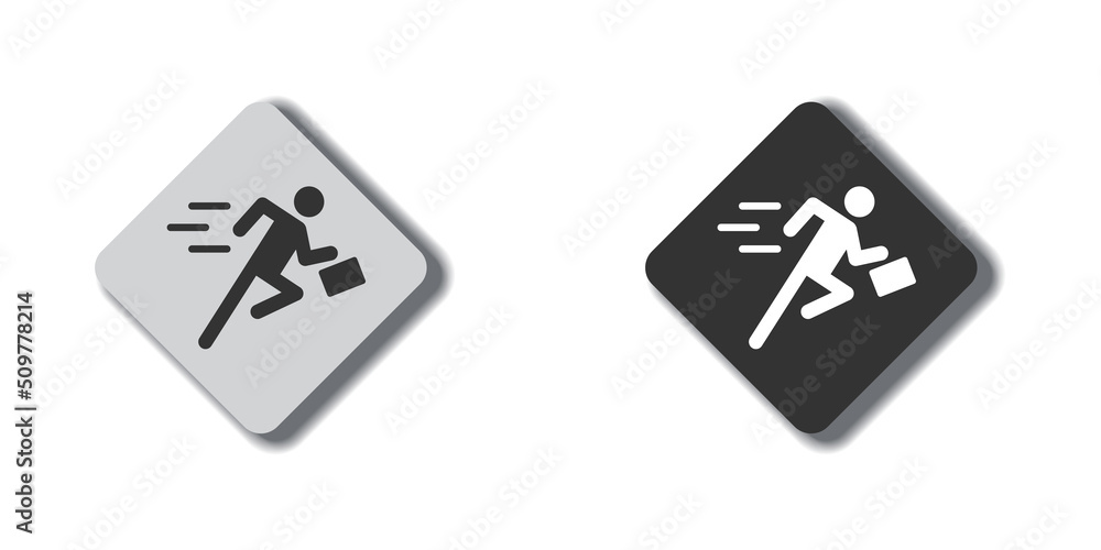 Businessman running with briefcase icon. Businessman sign. Flat vector illustration. Businessman running with briefcase icon. Businessman sign. Flat vector illustration.