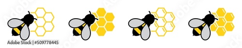Bee and honeycomb icon vector illustration