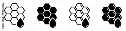 Honeycomb set Icon. Honey bee icon, vector illustration