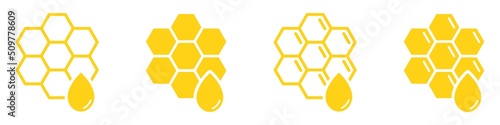 Honeycomb set Icon. Honey bee icon, vector illustration