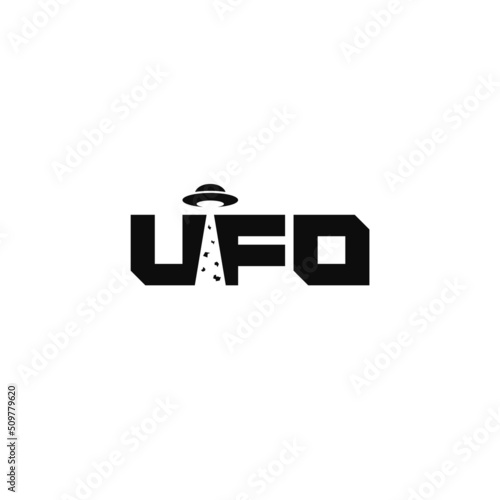 Ufo negative space, wordmark logo design.