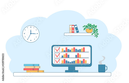 Vector illustration, work and study at home