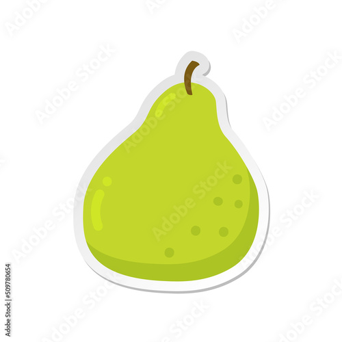 Green pear fruit. Ripe pear clipart icon. flat vector