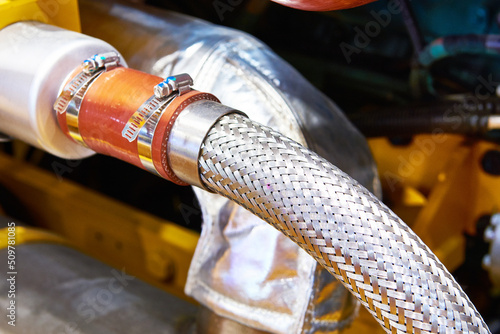 Reinforced metal hose and clamp photo