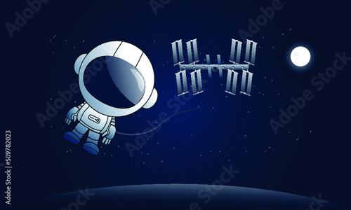 vector of an astronaut on a spacewalk