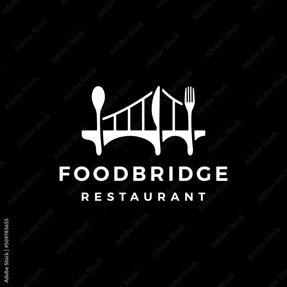 Fototapeta premium food bridge fork spoon restaurant logo vector icon illustration