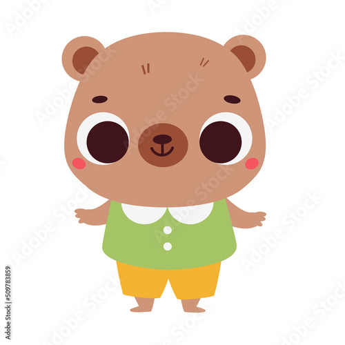 Cute bear. Cartoon kawaii animal character for kids and children