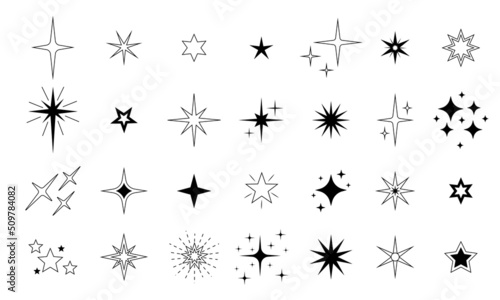 Star icon. Premium quality  favorite shiny and sparkle pictogram  blink glitter and glowing symbol. Vector night sky decorative boho elements isolated set