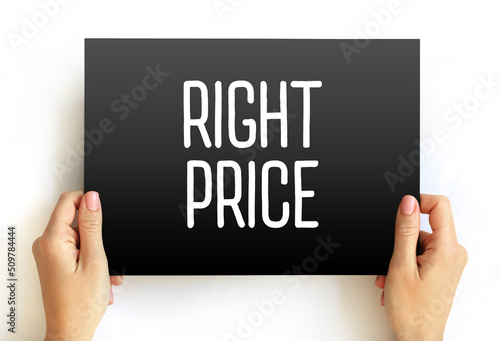 Right Price text on card, concept background