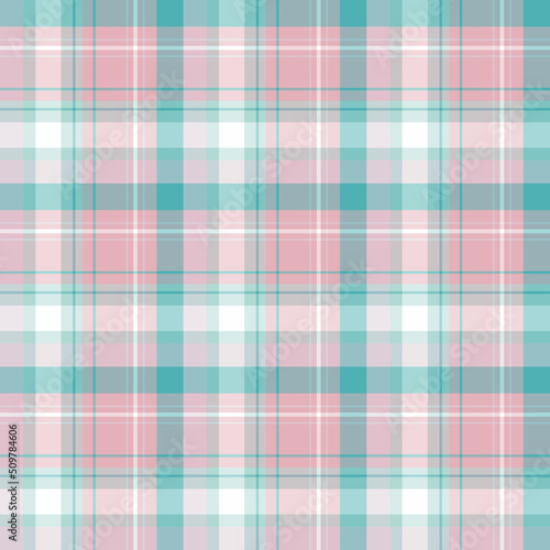 Seamless pattern in marvellous light pink, green and white colors for plaid, fabric, textile, clothes, tablecloth and other things. Vector image.