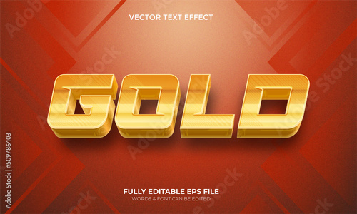 Editable Vector Realistic 3d Gold Text Effect Editable EPS with Red Background