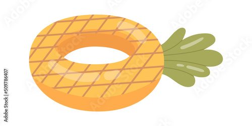 Pineapple Inflatable Rubber Ring. Swimming Pool icon. Vector illustration