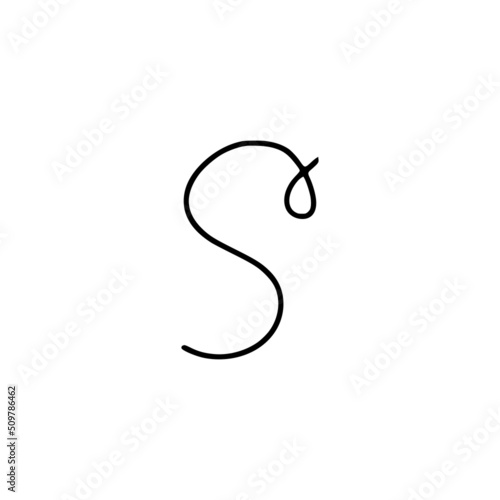 Elegant handwritten letter s isolated on white background. Vector art calligraphy letters. Letter s logo design.