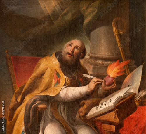 The baroque painting of St. Augustine in the Cathedral after original by Claudio Coello (1642-1693).