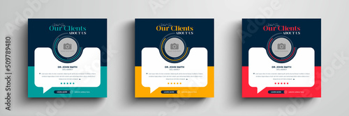 Client testimonials or customer feedback social media post web banner template