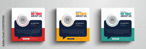 Client testimonials or customer feedback social media post web banner template photo