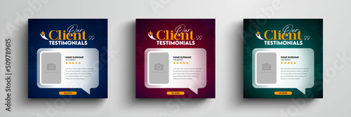 Client testimonials or customer feedback social media post web banner template