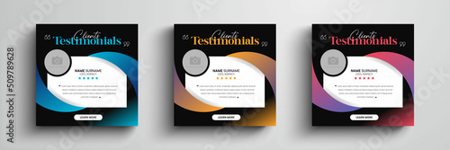 Client testimonials or customer feedback social media post web banner template