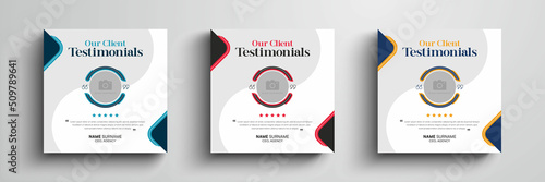Client testimonials or customer feedback social media post web banner template