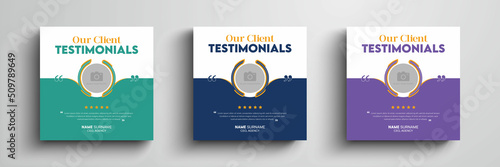 Client testimonials or customer feedback social media post web banner template