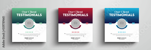 Client testimonials or customer feedback social media post web banner template